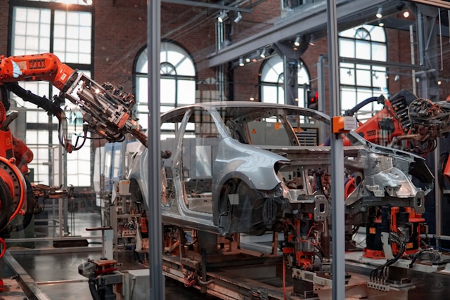 an image of a car  being built